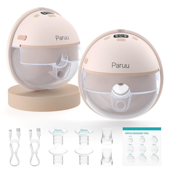 Paruu Wearable Breast Pump 4 Modes, 12 Levels, 240g, BPA-Free, Hands Free Breast Pump, Comfortable, Leak-Proof, Strong Suction