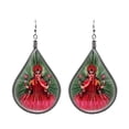thumbnail image 1 of Parvati Goddess Graphic Silk Thread Teardrop Dangle Earrings - Womens Fashion Handmade Jewelry Religious Accessories, 1 of 1