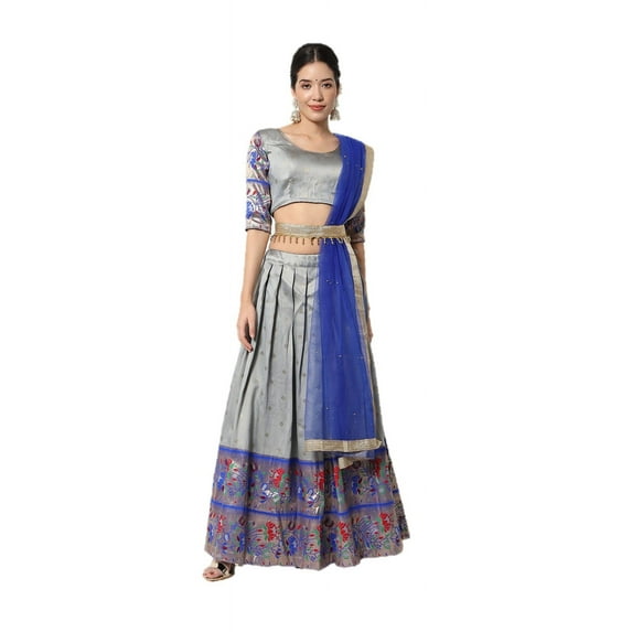 Parvdi Indian Lehenga For Women Ready To Wear Wedding Party Wear Woven Design Stitched Silk Lehenga & Stitched Silk Blouse With Dupatta