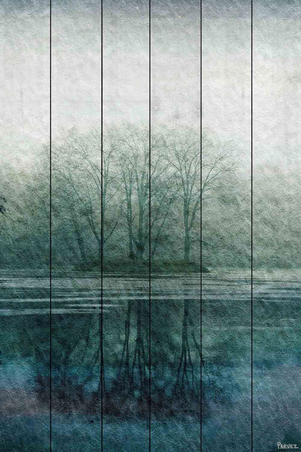 Apple Lake Fine Art UV Ink Print on White Wood, 24" x 36"