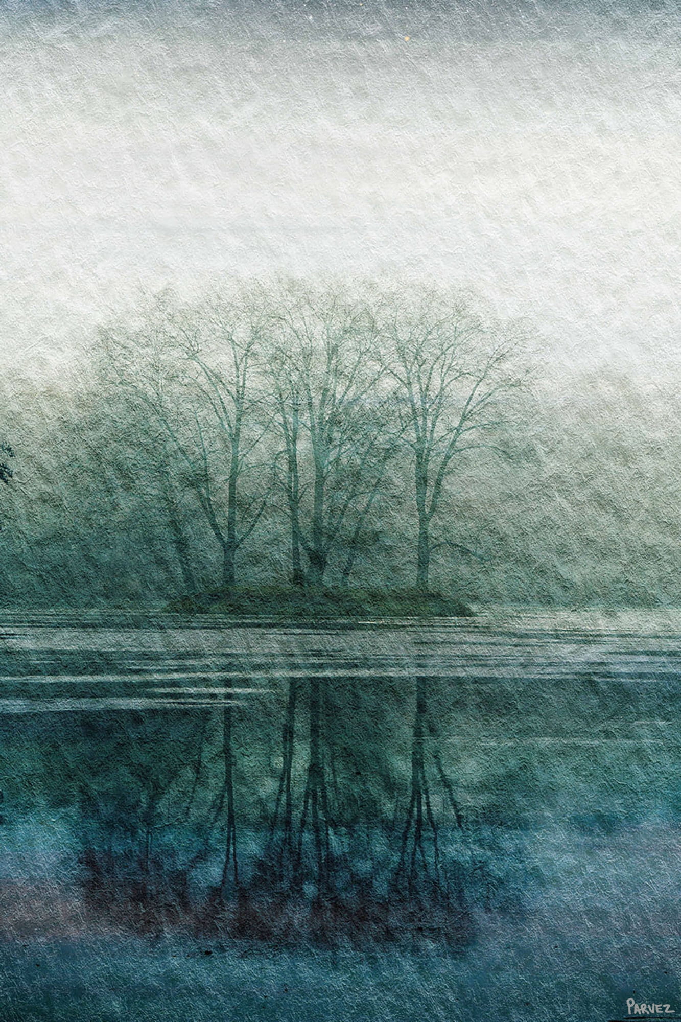 Apple Lake Landscape Abstract Canvas Wall Art