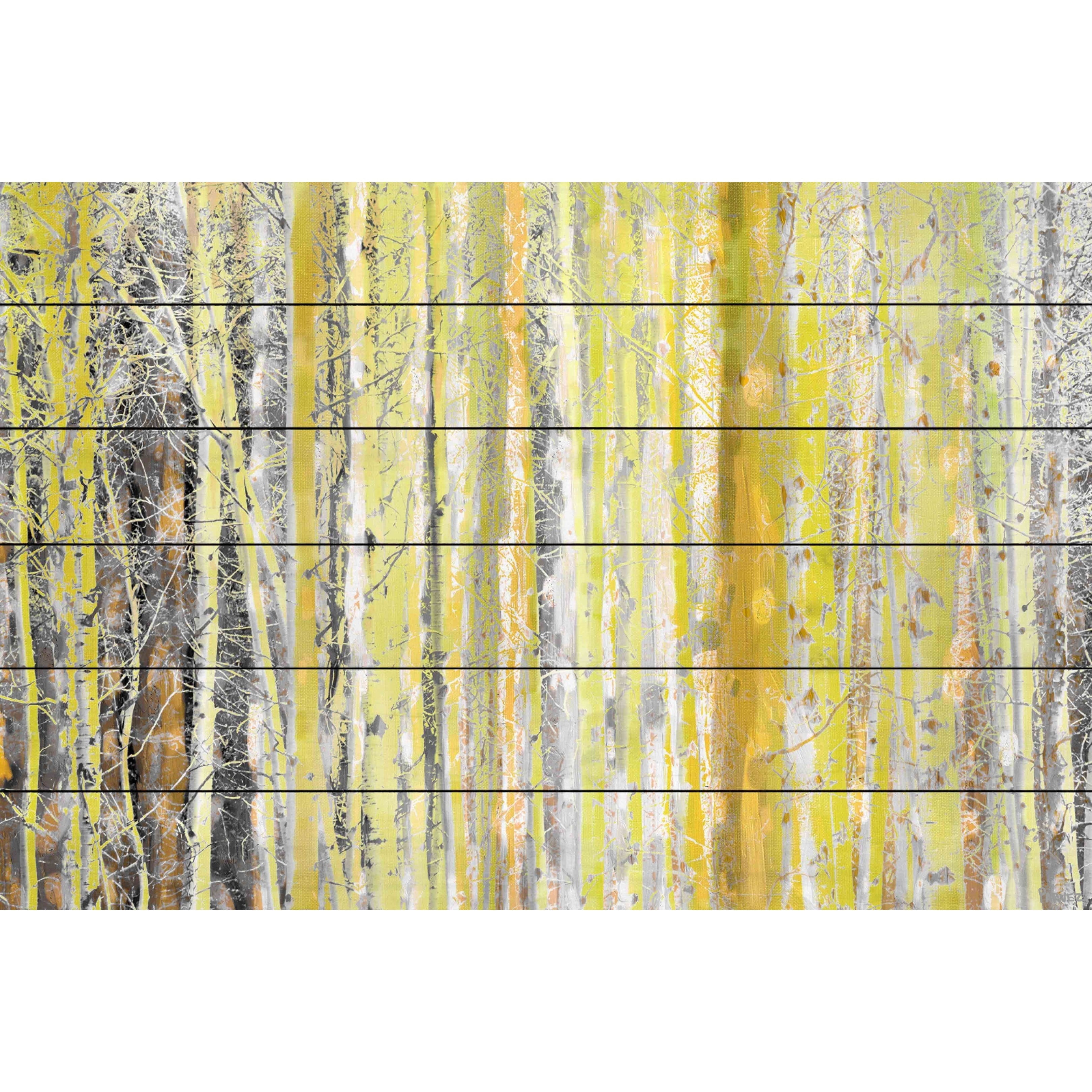 Parvez Taj  'Aspen Forest 2' Painting Print on White Wood 45 x 30