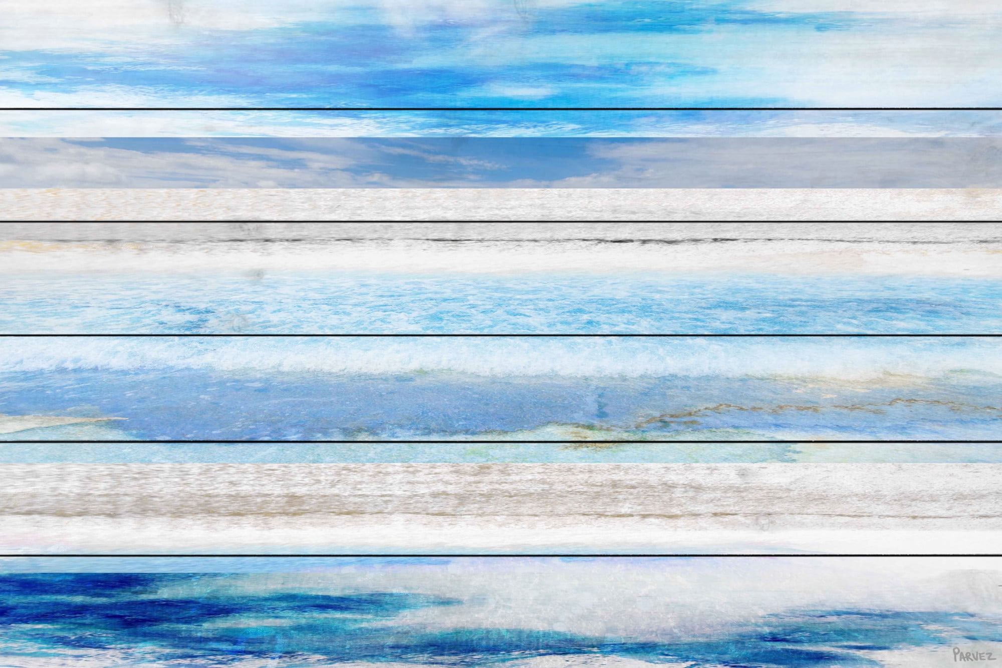 Parvez Taj "Baia Azul" Print on White Wood