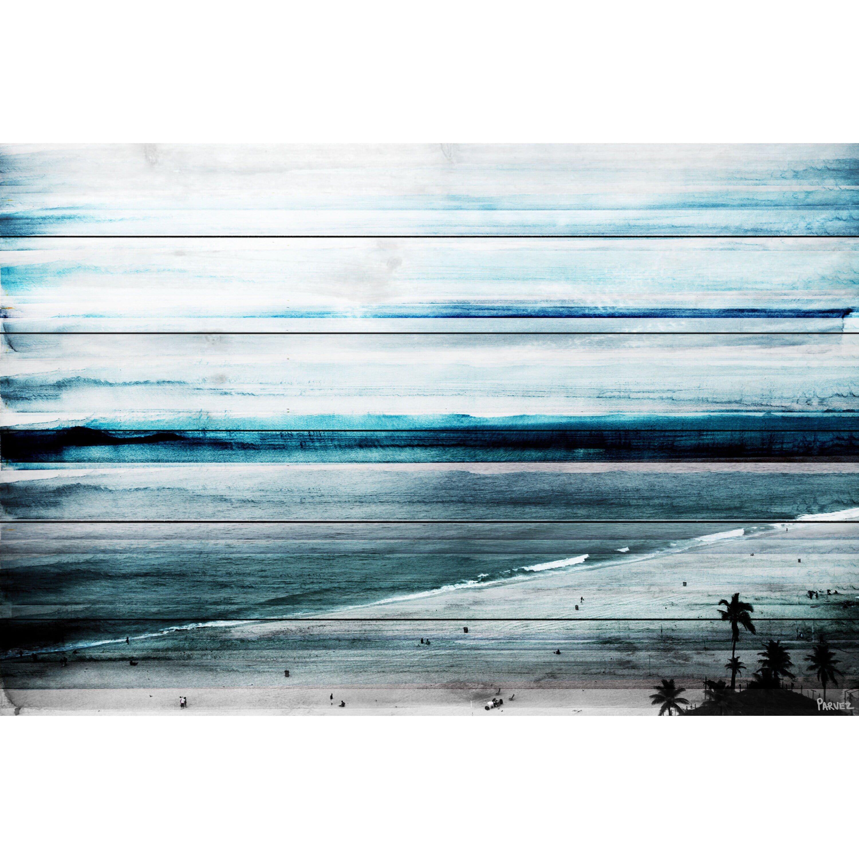 Aquamarine and Turquoise Coastal Abstract Canvas Print