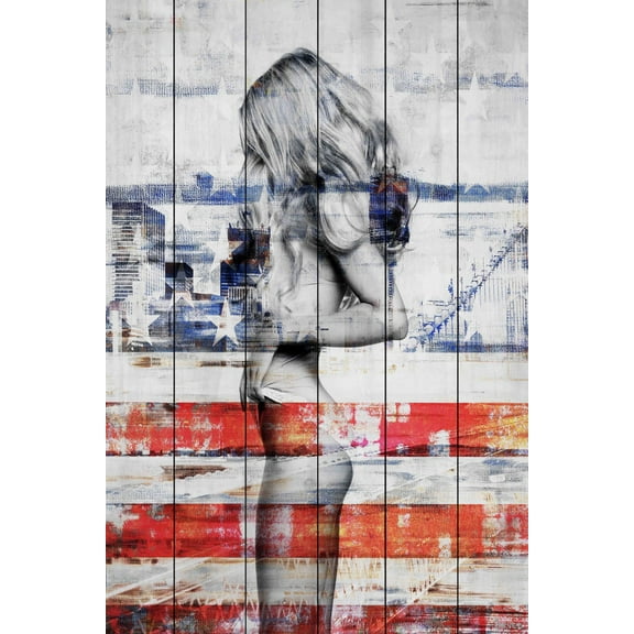 Parvez Taj Behind the Stripes White Wood Wall Art, 12" x 8"