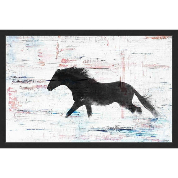 Parvez Taj "Black Horse Stride" Framed Painting Print