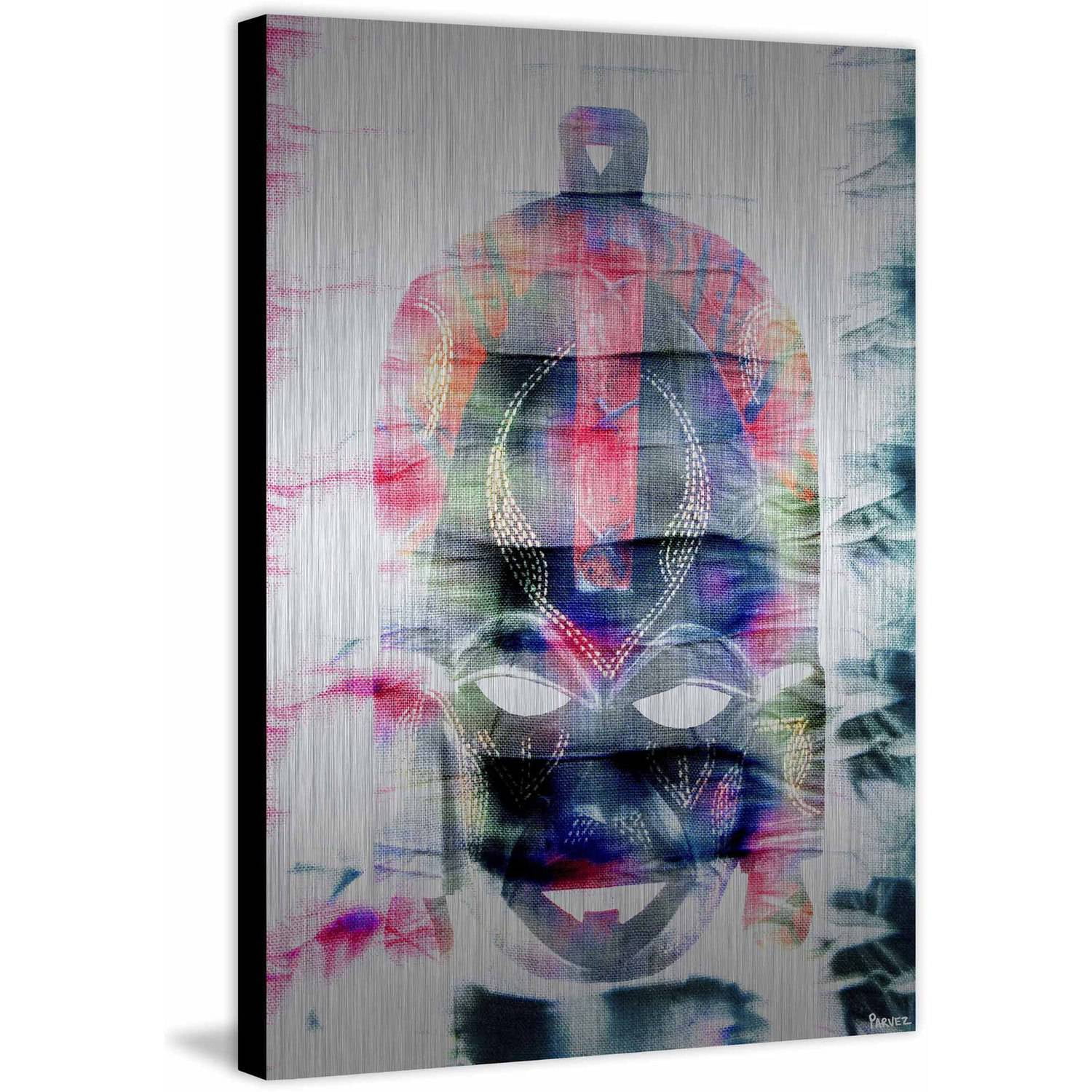 Parvez Taj "Black Tribal Mask" Print on Brushed Aluminum