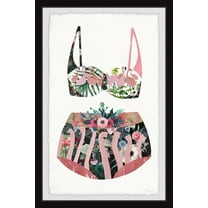 Parvez Taj Blooming Flamingos Swimsuit Framed Wall Art