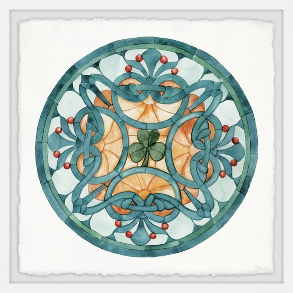 Parvez Taj Blue Center Clover Leaf Framed Wall Art