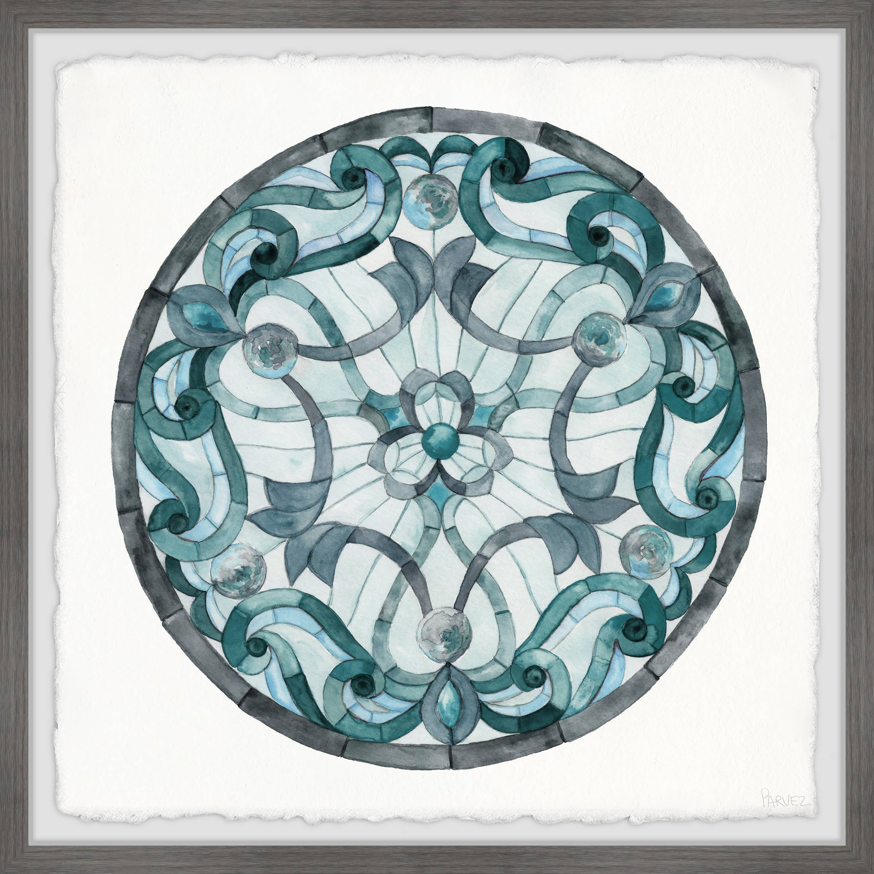 12" x 12" Blue and Gray Abstract Canvas Framed Art Print