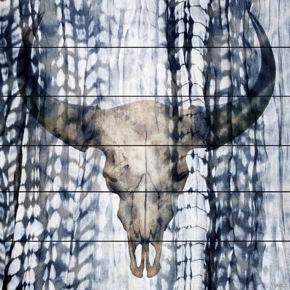 Parvez Taj Blue Skull White Wood Wall Art