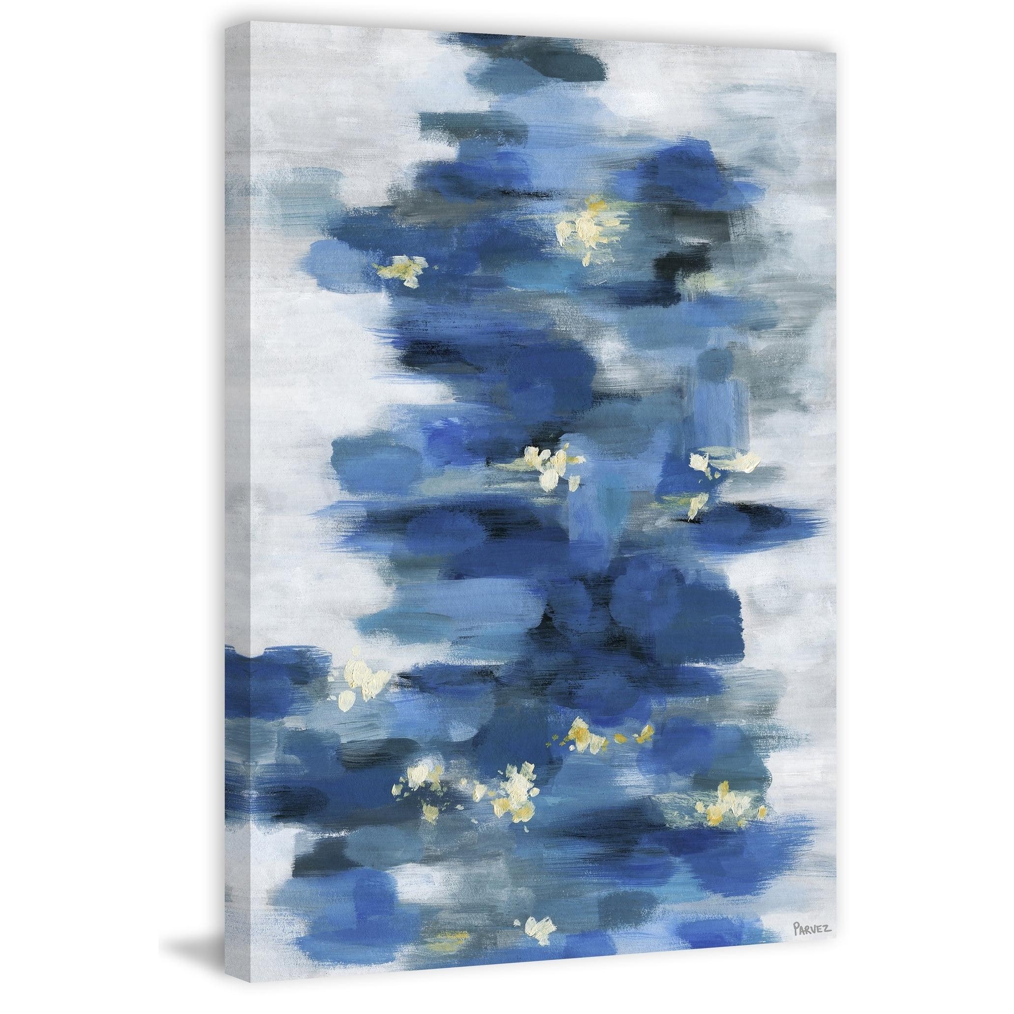 Blurry Blue Flowers Abstract Canvas Print, 36" x 24"