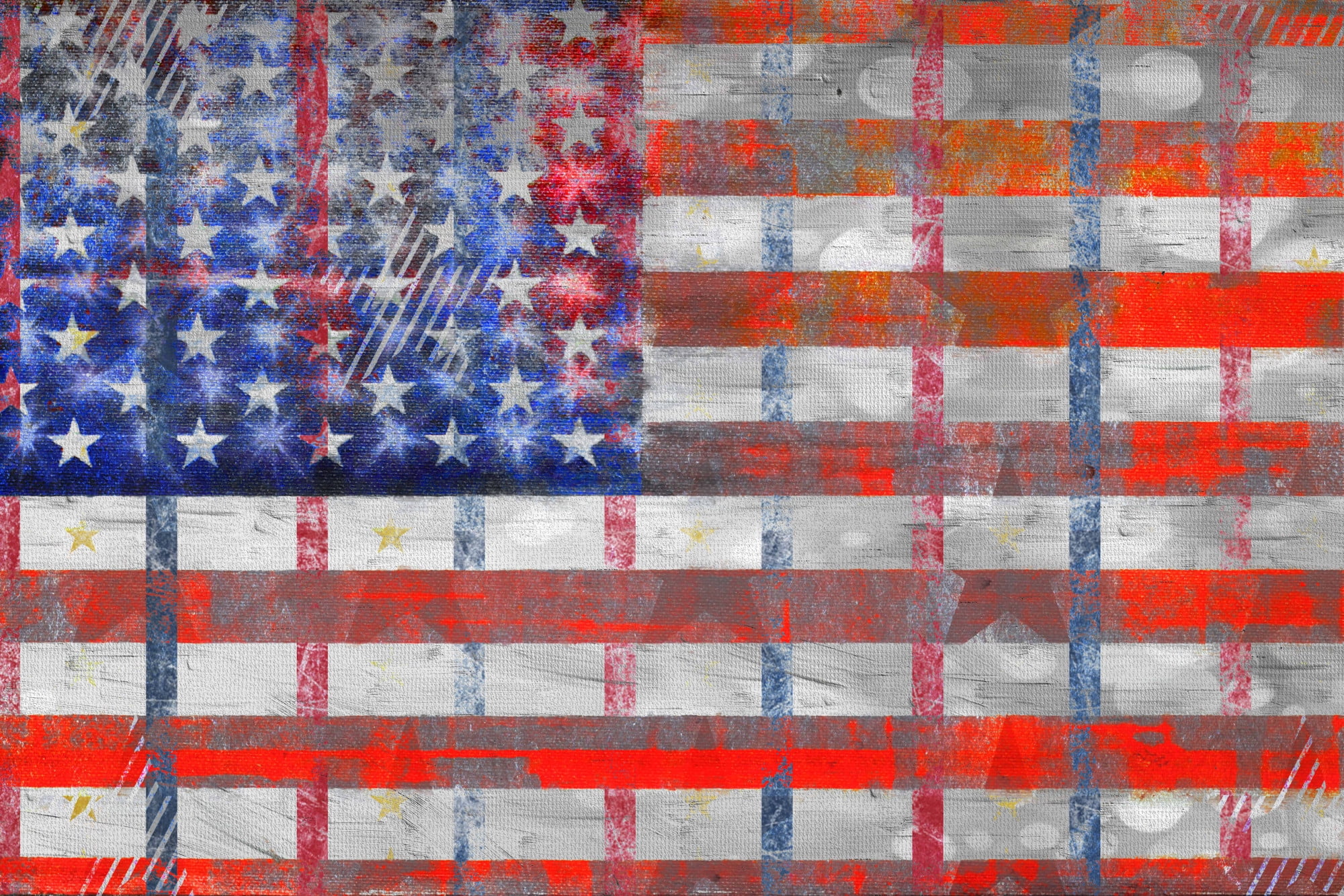 Parvez Taj "Bold Red Stripes" Print on Canvas