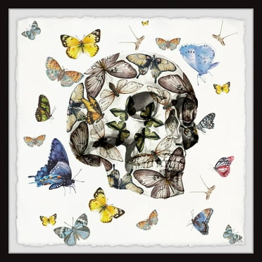 Parvez Taj "Butterfly Skull Escape" Framed Painting Print
