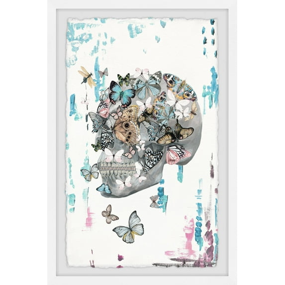 Parvez Taj "Butterfly Skull Garden" Framed Painting Print