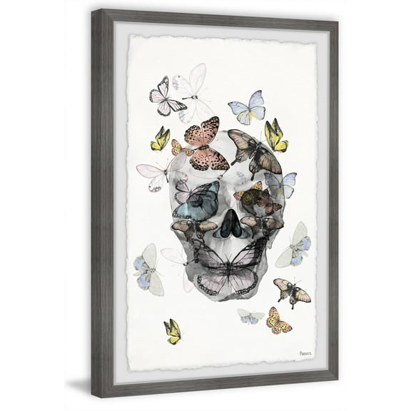 Parvez Taj "Butterfly Skull Paradise" Framed Painting Print