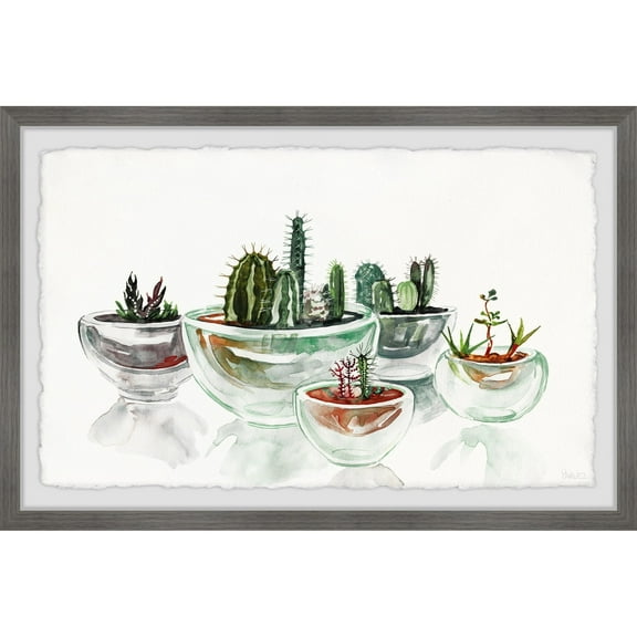 Parvez Taj Cactus in a Bowl Framed Wall Art