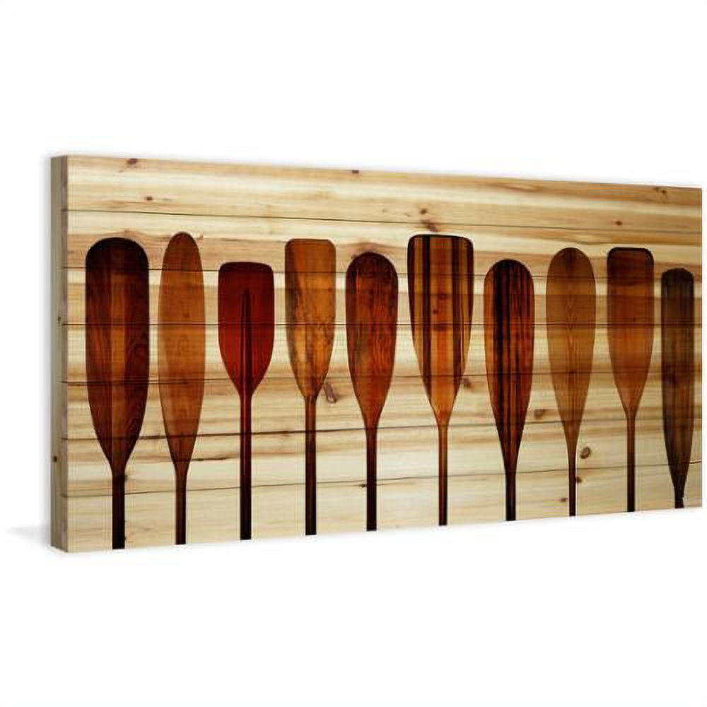 Large Brown Pine Wood Nautical Canoe Paddles Wall Art