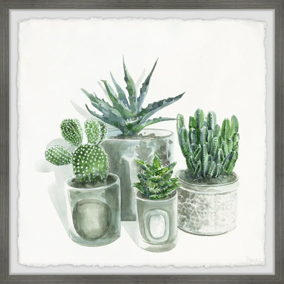 Parvez Taj Ceramic Gray Pots Framed Wall Art