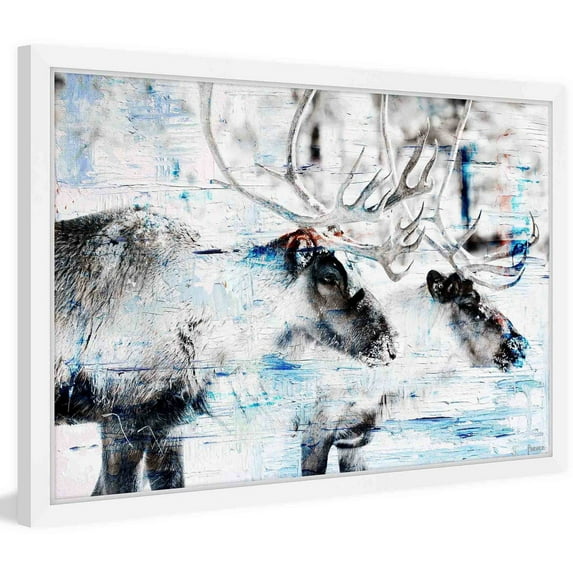 Parvez Taj "Conversating Deer" Framed Painting Print