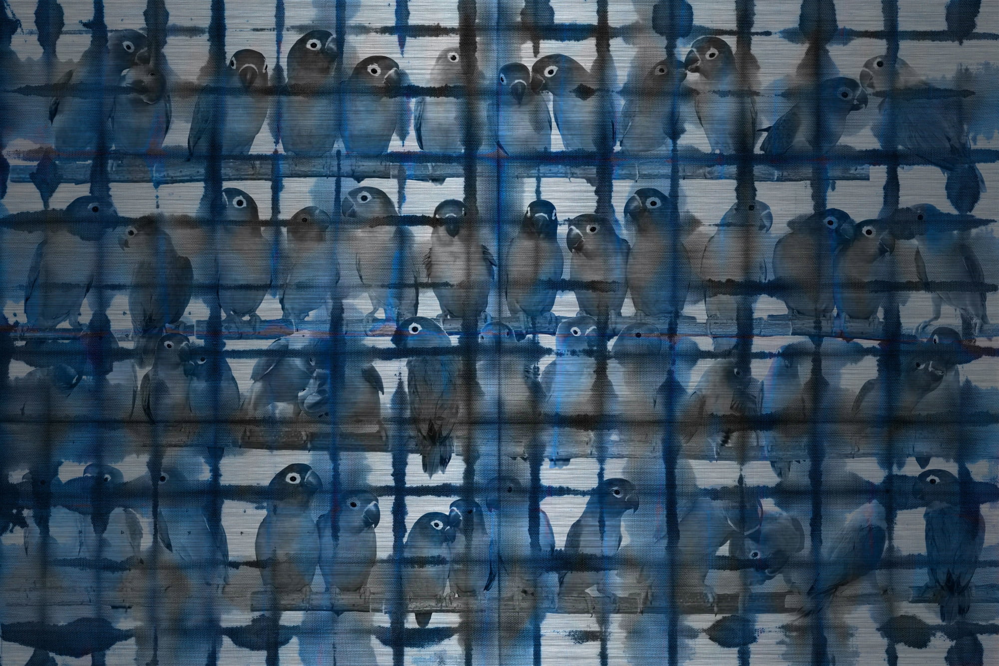 Parvez Taj Crowded Blue Metal Wall Art