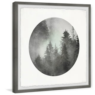 Designart Big Trees in Dark Foggy Forest - Landscape Photography Throw  Pillow - 12x20 