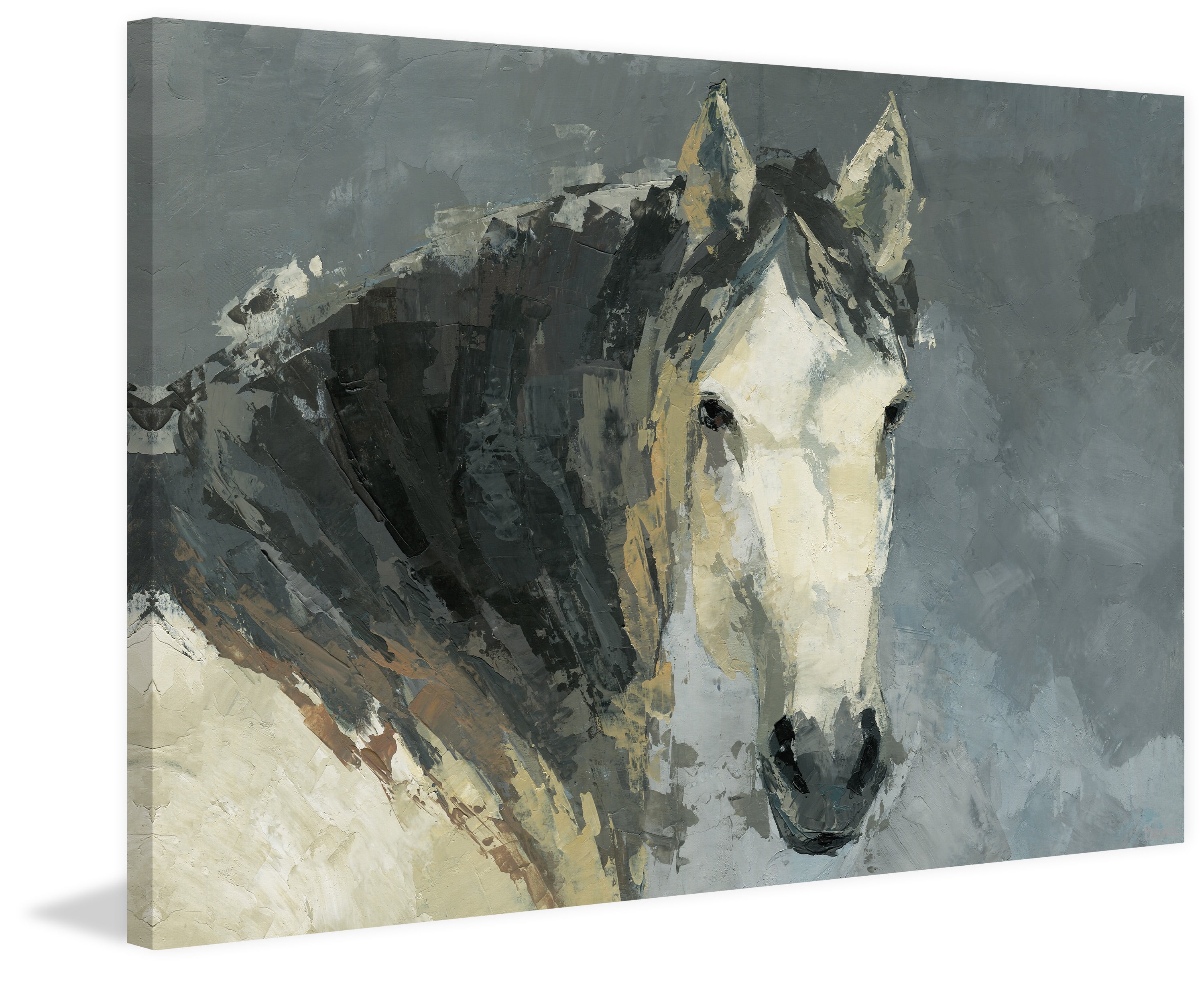 Parvez Taj "Dark-Haired Horse" Painting Print on Wrapped Canvas