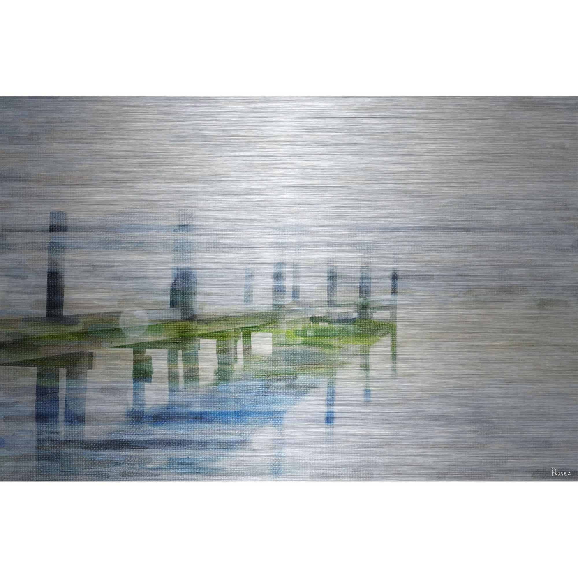 Parvez Taj  'Dock Mist' Painting Print on Brushed Aluminum 24 x 16