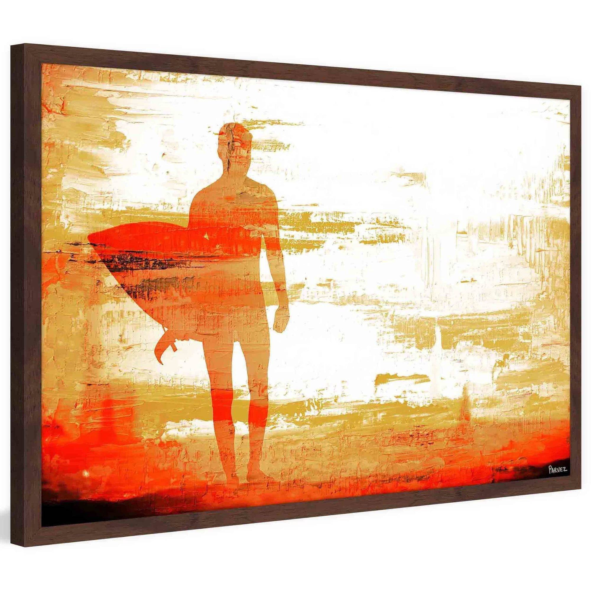 Parvez Taj  - 'Dusk Red Surf' Framed Painting Print 30 x 20