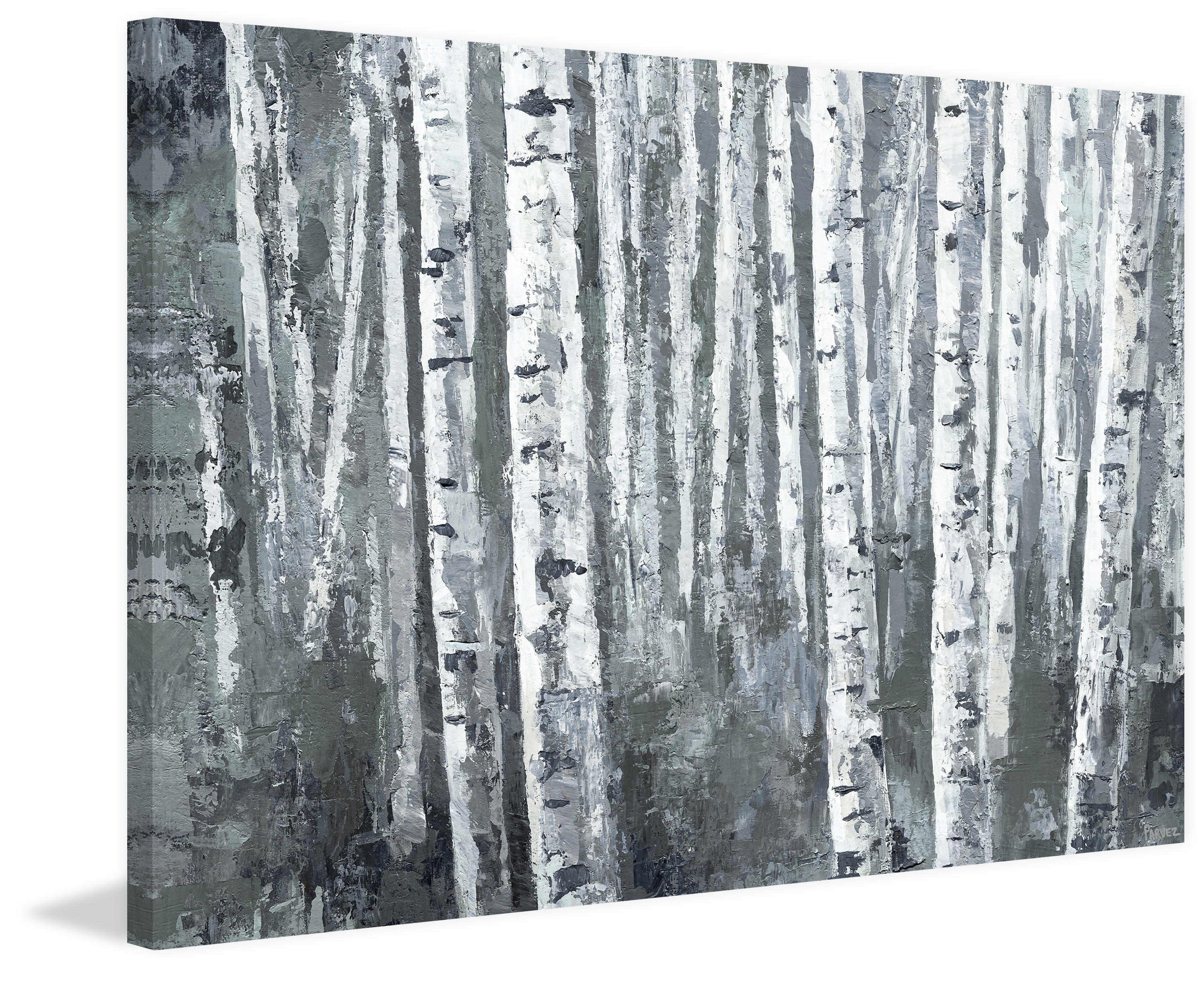 Parvez Taj "Dusky Tree Trunk Forest" Painting Print on Wrapped Canvas