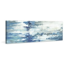 Parvez Taj "Elongated Blue Hues" Painting Print on Wrapped Canvas