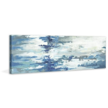 Parvez Taj "Elongated Blue Hues" Painting Print on Wrapped Canvas