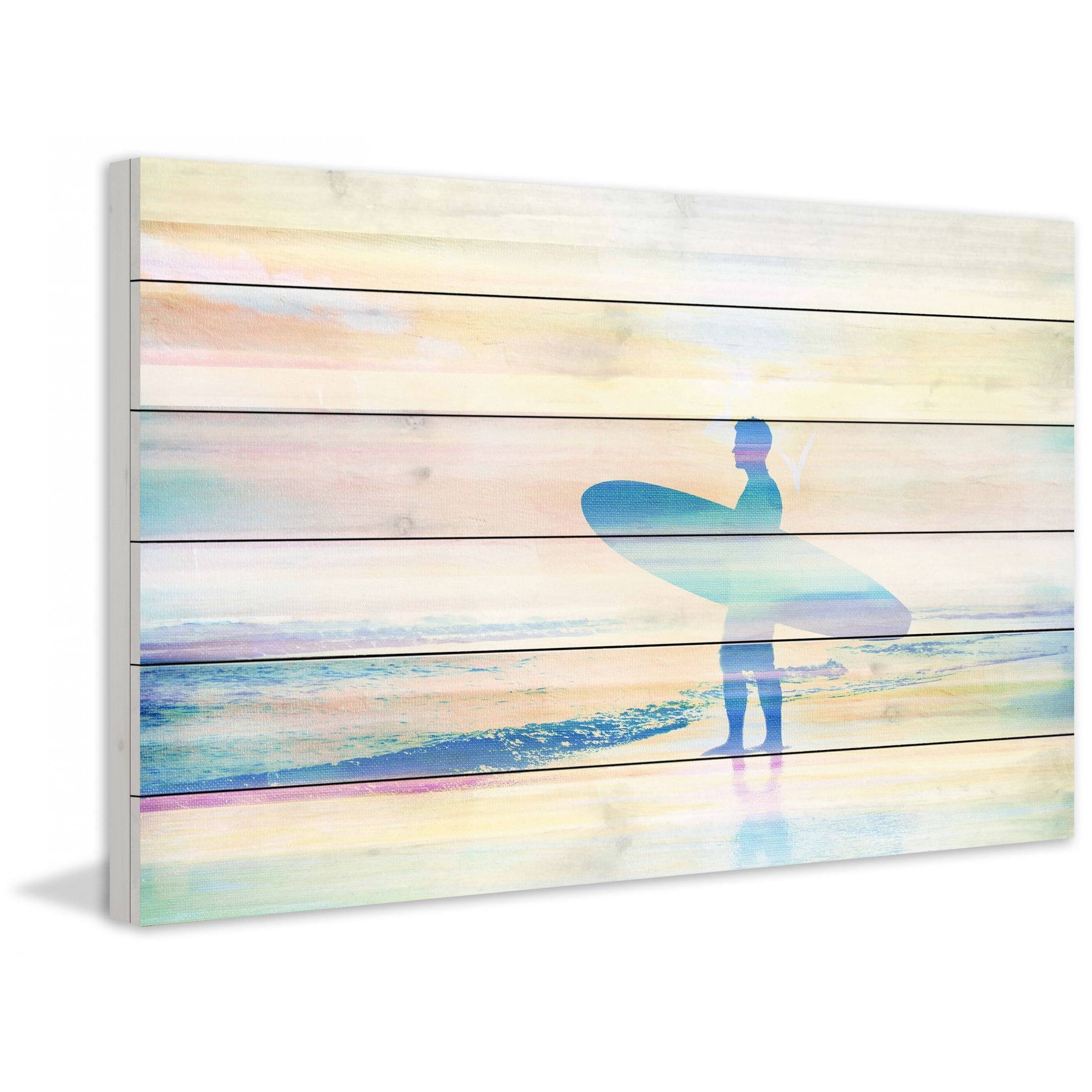 Parvez Taj "Faded Surf" Print on White Wood