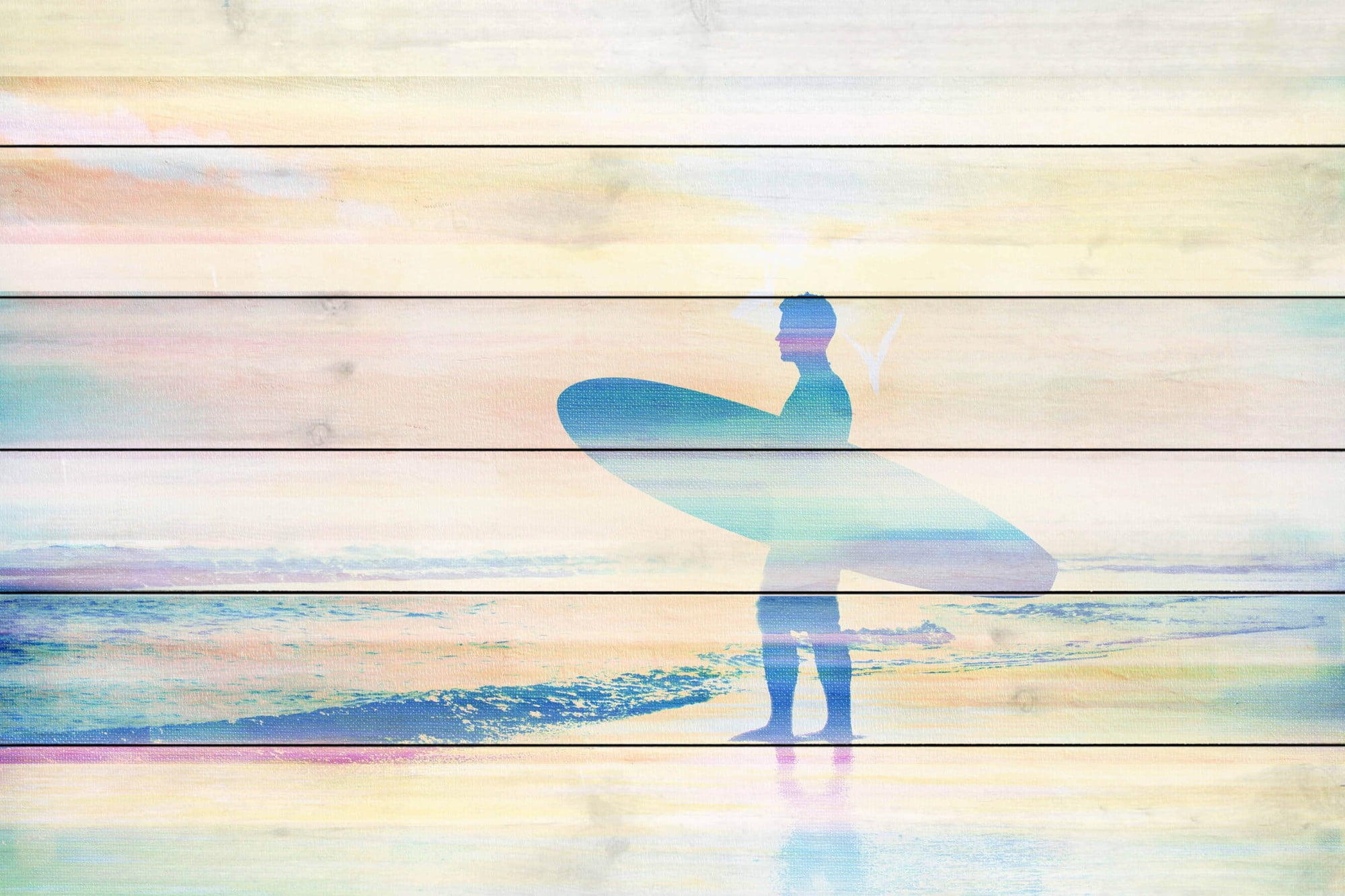 Parvez Taj "Faded Surf" Print on White Wood