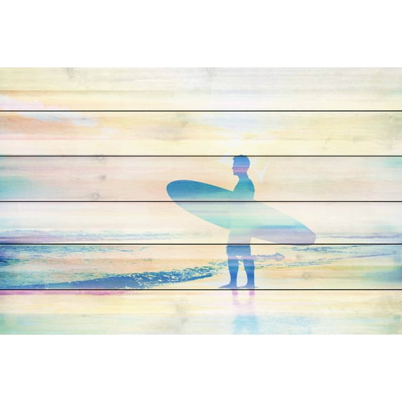 Parvez Taj "Faded Surf" Print on White Wood
