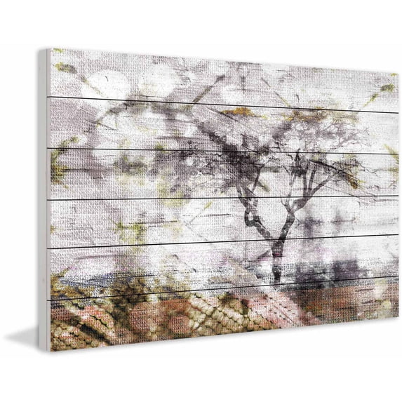 Parvez Taj "Faded Tree" Print on White Wood