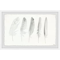 Parvez Taj Five White Feathers II Framed Wall Art, 8" x 12"
