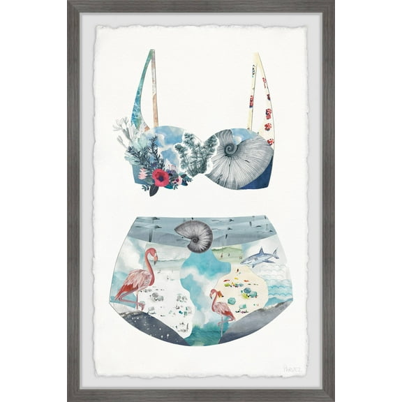 Parvez Taj Flamingo Shell Swimsuit Framed Wall Art