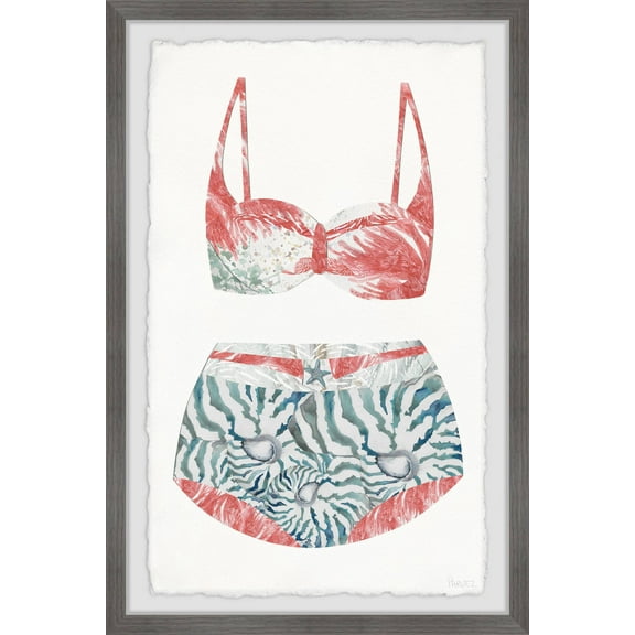 Parvez Taj Flamingo Summer Swimsuit Framed Wall Art