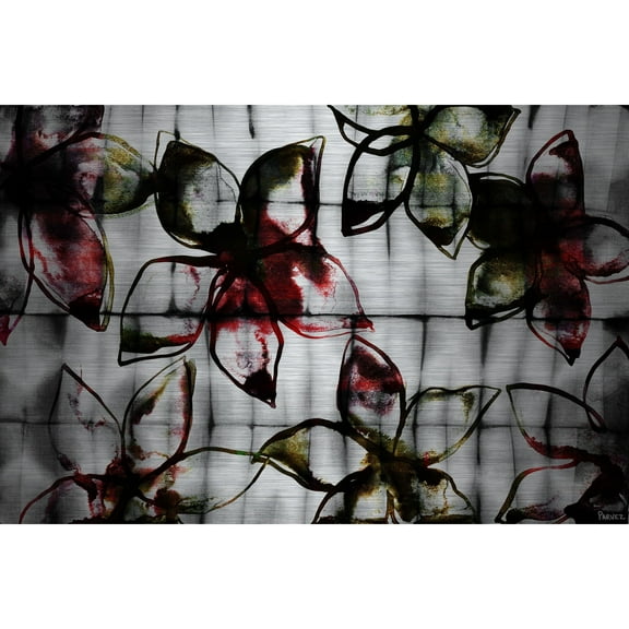 Parvez Taj  - Floral Outlines Painting Print on Brushed Aluminum 45 x 30