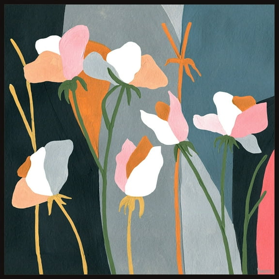 Parvez Taj Flourishing Flowers Floater Framed Painting Print on Canvas