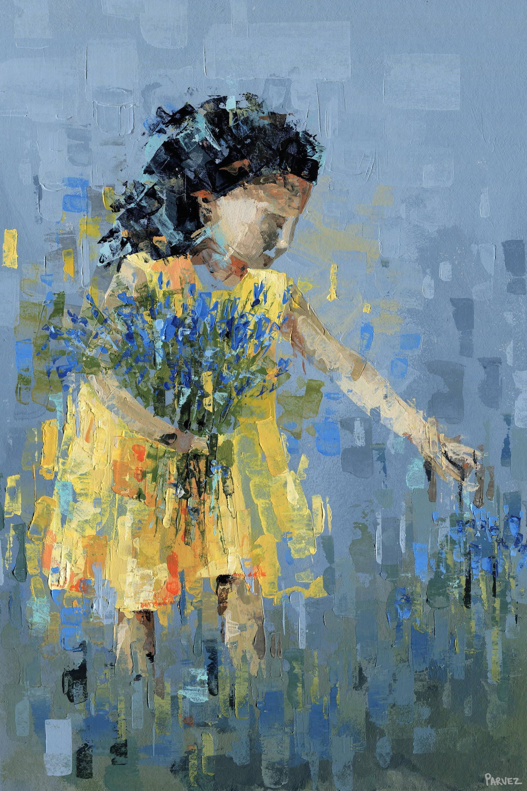 Parvez Taj Flower Picking Canvas Wall Art