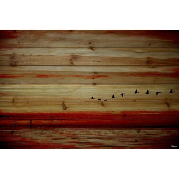 Parvez Taj Flying South Pinewood Wall Art, 12" x 18"