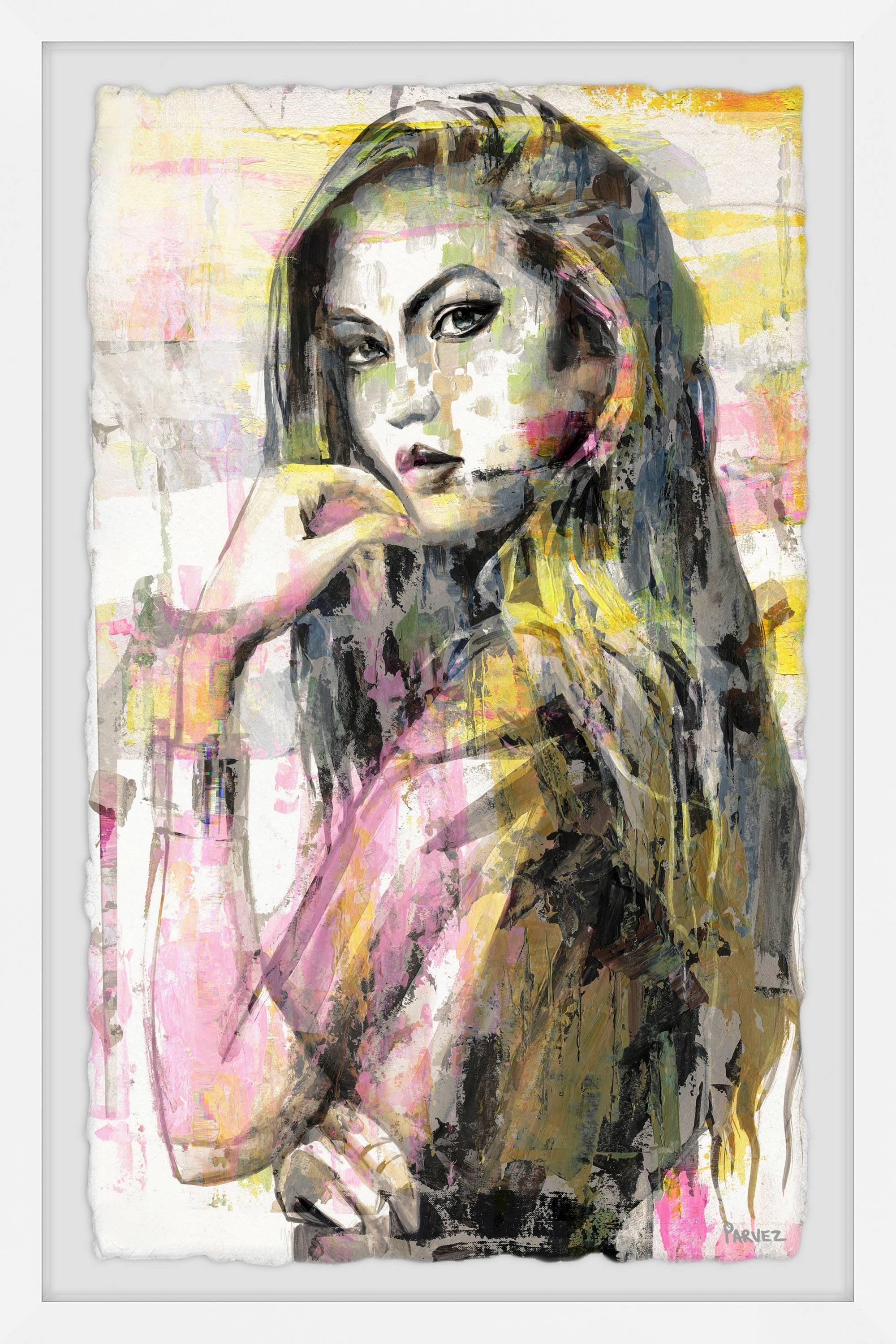 Parvez Taj "Girl in Colors" Framed Painting Print