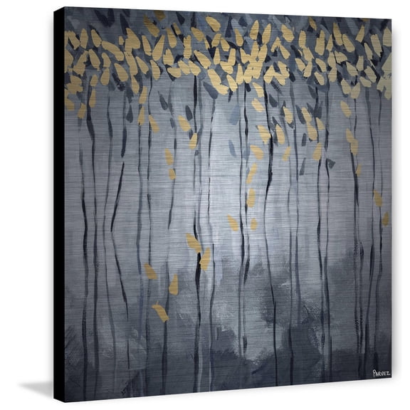 Parvez Taj "Golden Leaves" Painting Print on Brushed Aluminum