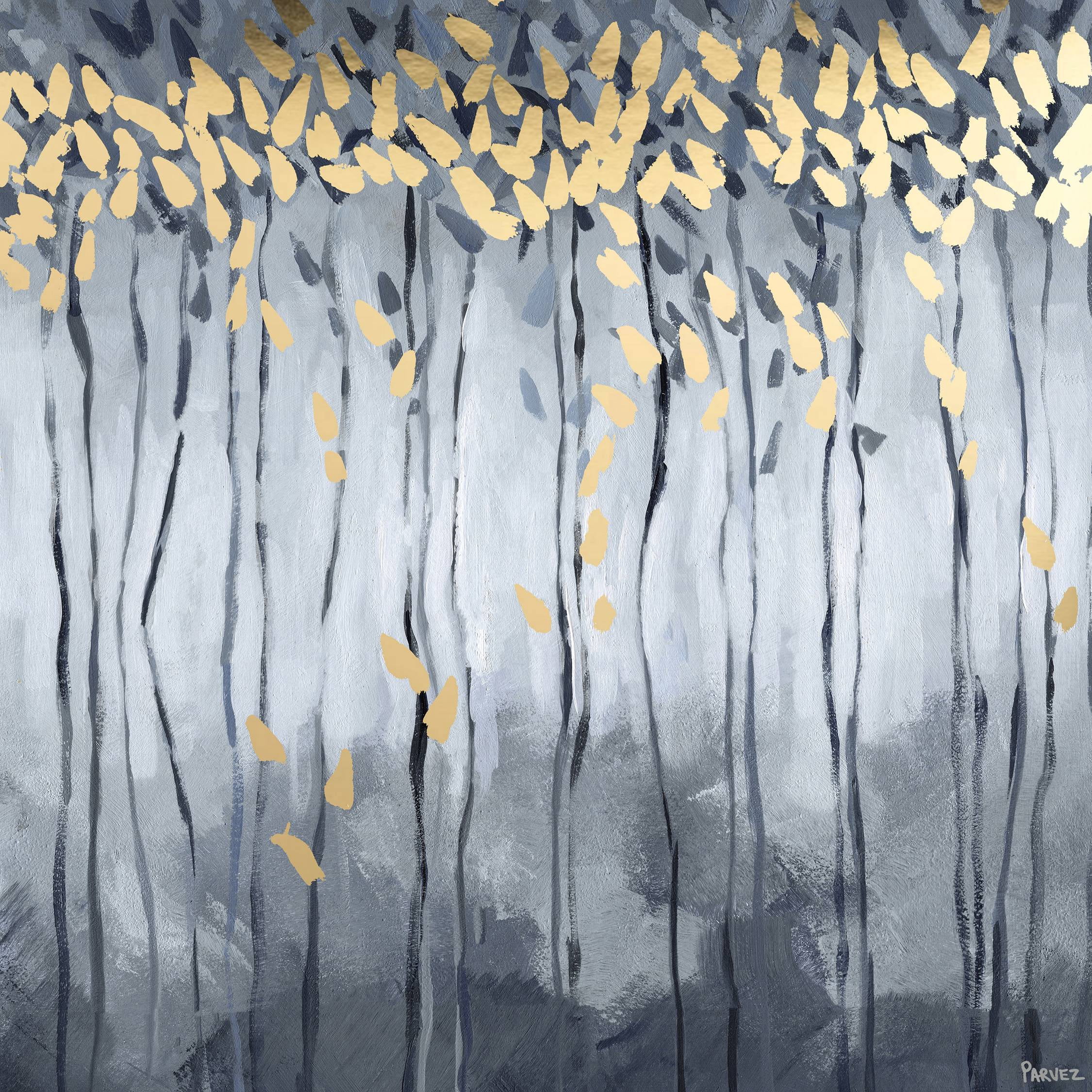 Parvez Taj "Golden Leaves" Painting Print on Wrapped Canvas