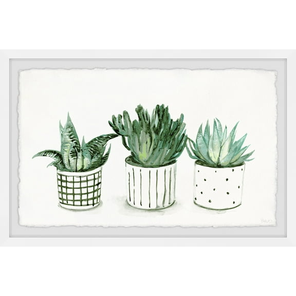 Parvez Taj Green Patterned Pots Framed Wall Art