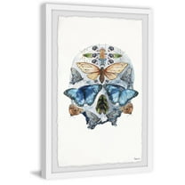 Parvez Taj "Half Butterfly Skull" Framed Painting Print