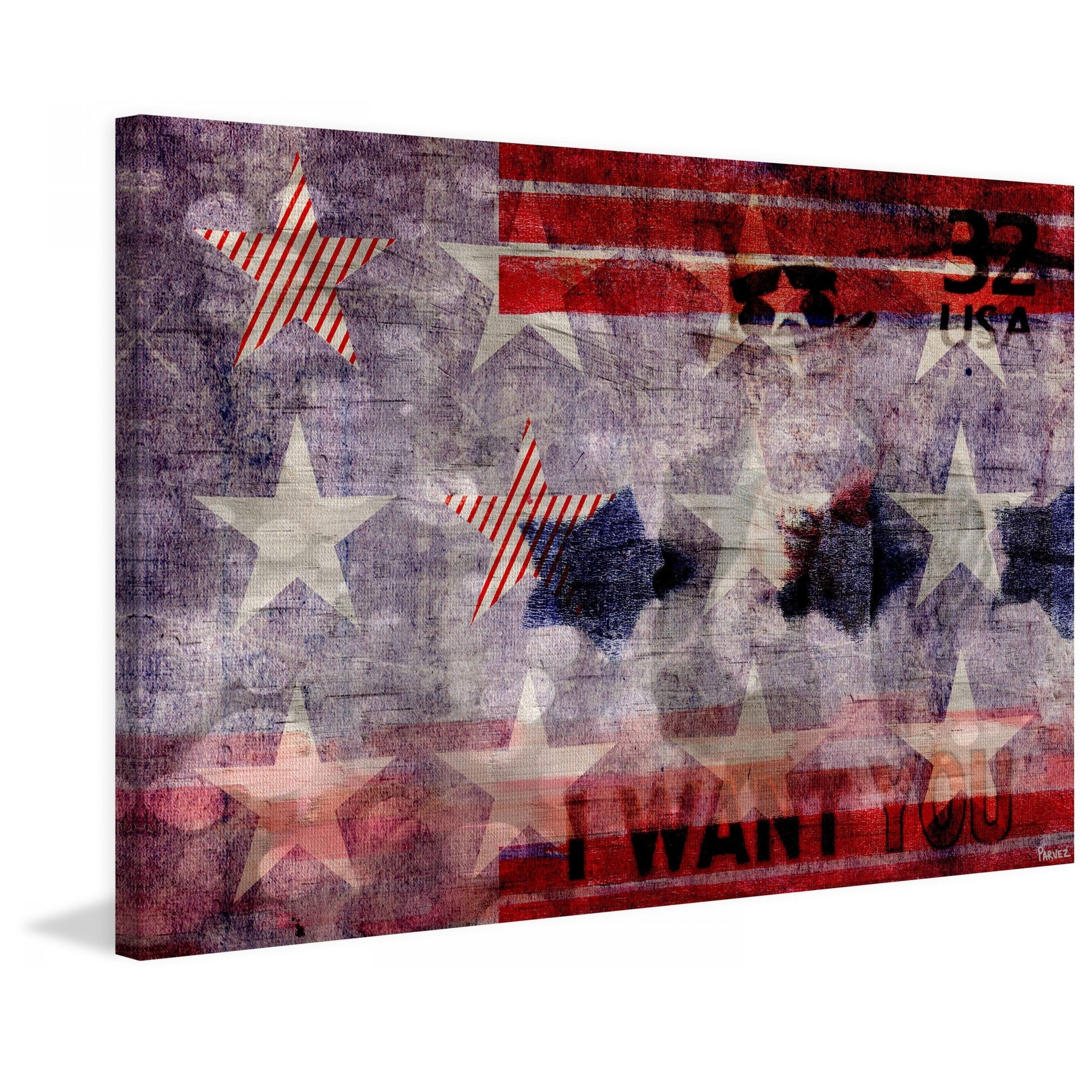 Parvez Taj  - "Uncle Sam" Print on Canvas 36 x 24