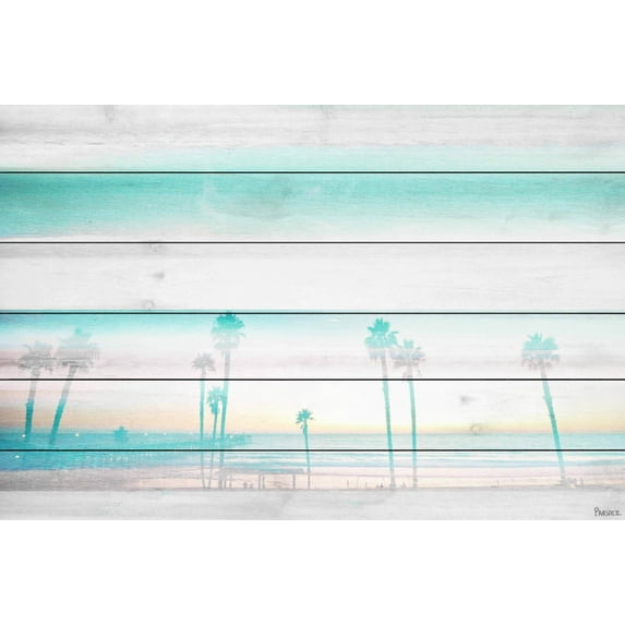 Parvez Taj "Hazy Beach" Print on White Wood